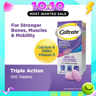 CALTRATE Bone & Muscle Health Plus 600+D3 Plus Minerals Triple Action Supplement Tablets 100s image