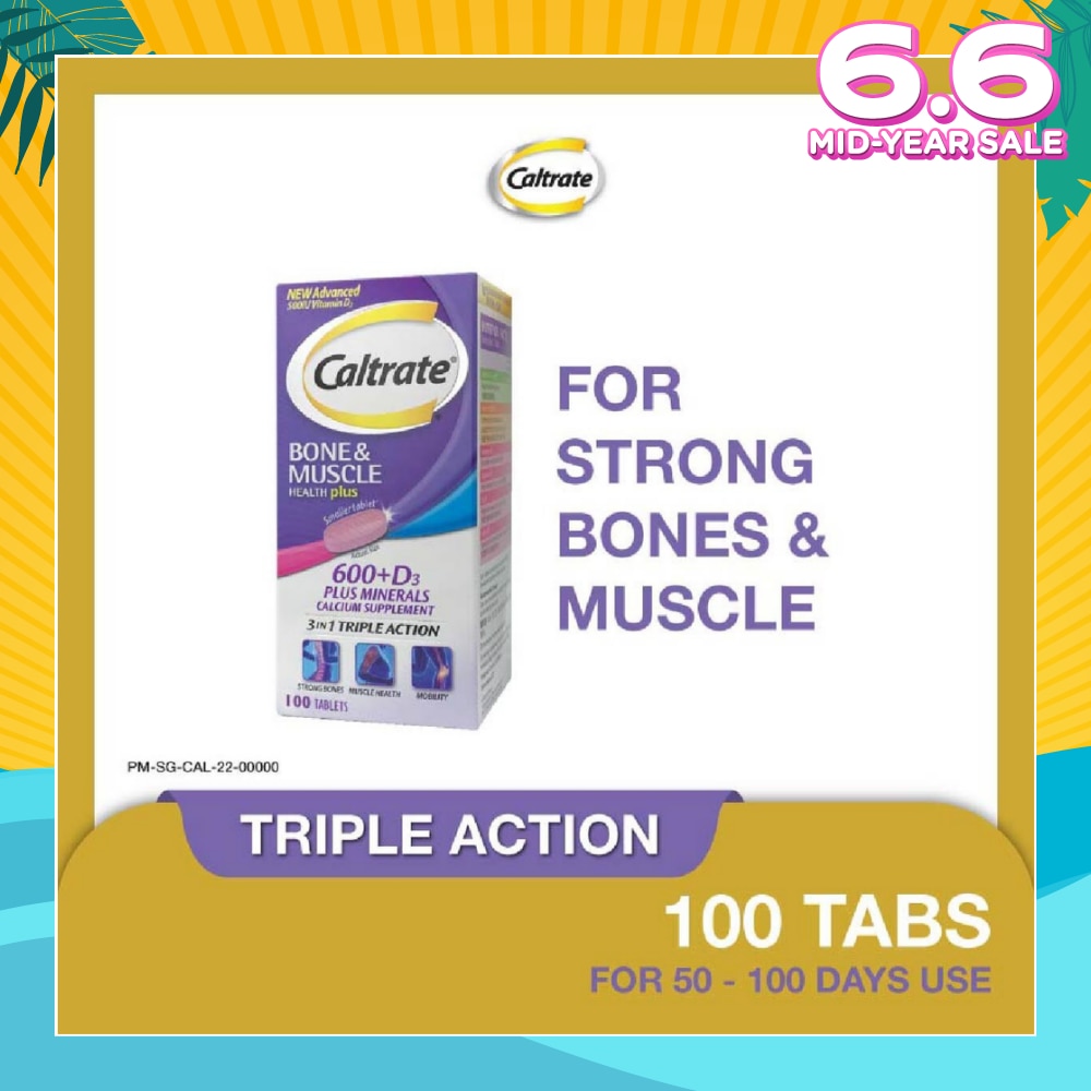 Caltrate Bone & Muscle Health Plus 600+D3 Plus Minerals Triple Action Supplement Tablets 100s