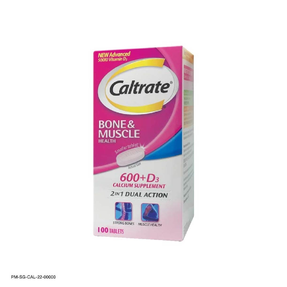 Caltrate Bone & Muscle Health (600+ D3 Calcium supplement with 500IU Vitamin D3) 100s<BR>