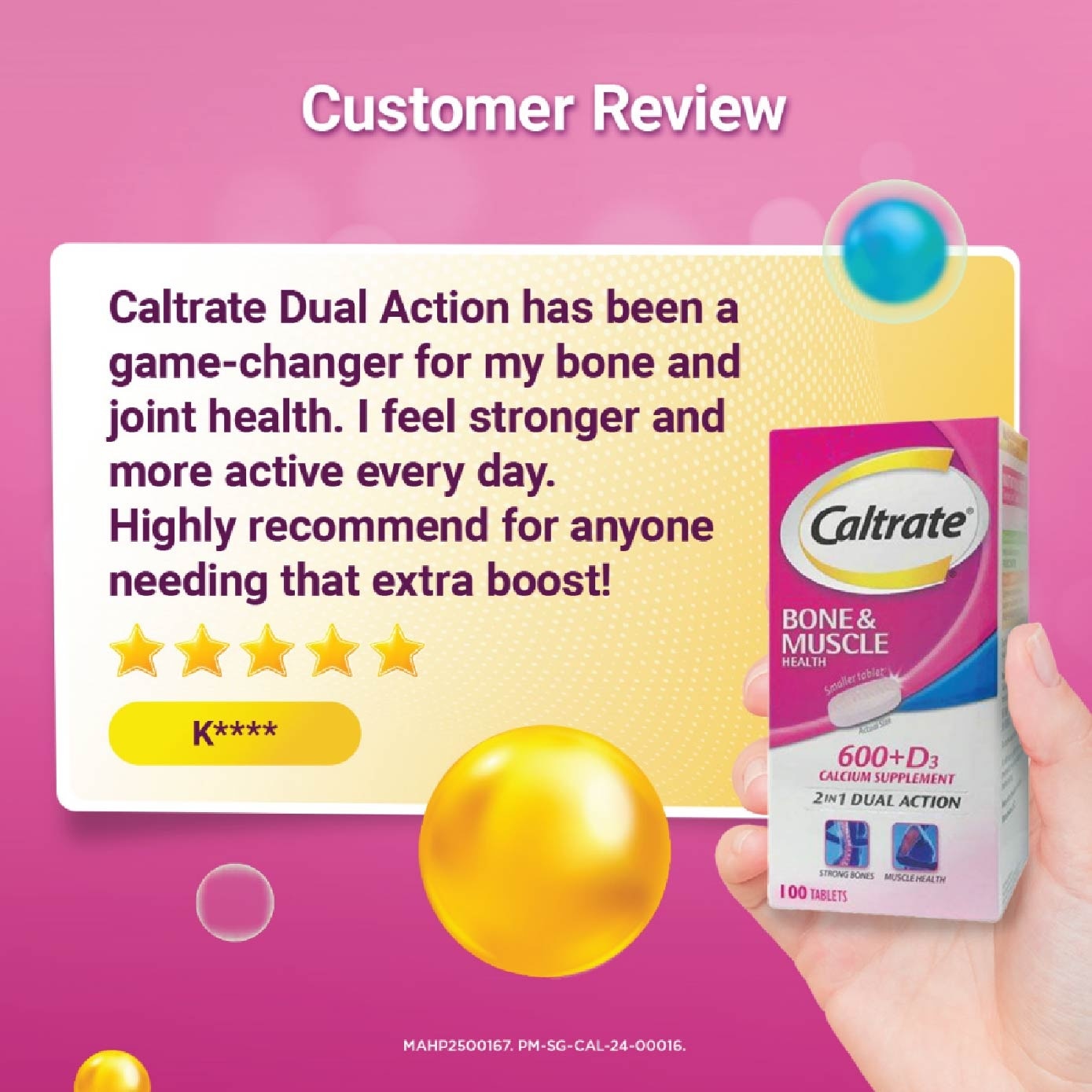 Bone & Muscle Health (600+ D3 Calcium supplement with 500IU Vitamin D3) 100s<BR>