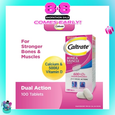 CALTRATE - Bone & Muscle Health (600+ D3 Calcium supplement with 500IU Vitamin D3) 100s