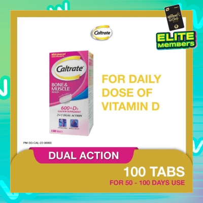 CALTRATE Bone & Muscle Health (600+ D3 Calcium supplement with 500IU Vitamin D3) 100s