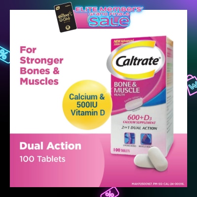 CALTRATE Bone & Muscle Health (600+ D3 Calcium supplement with 500IU Vitamin D3) 100s