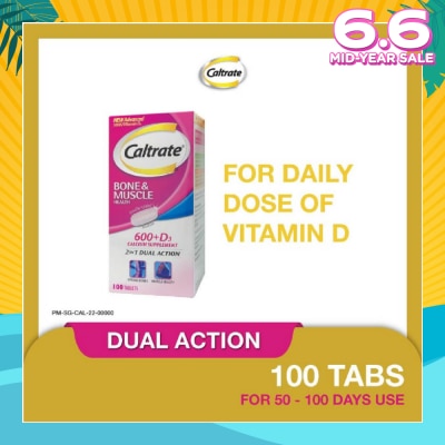 CALTRATE Caltrate Bone & Muscle Health (600+ D3 Calcium supplement with 500IU Vitamin D3) 100s