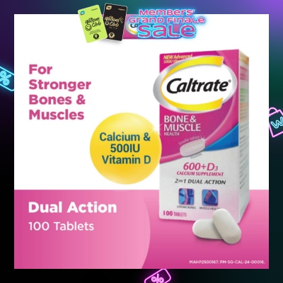 CALTRATE Bone & Muscle Health (600+ D3 Calcium supplement with 500IU Vitamin D3) 100s