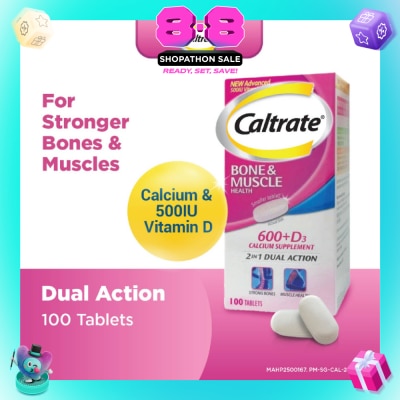 CALTRATE - Bone & Muscle Health (600+ D3 Calcium supplement with 500IU Vitamin D3) 100s