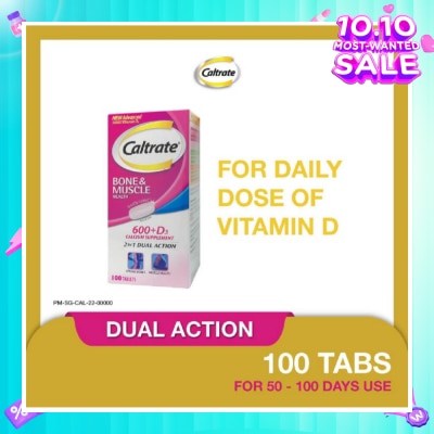 CALTRATE Bone & Muscle Health (600+ D3 Calcium supplement with 500IU Vitamin D3) 100s