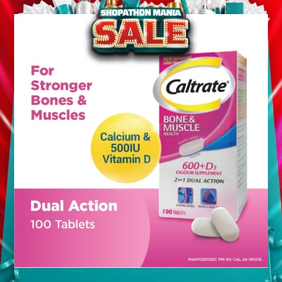 CALTRATE - Bone & Muscle Health (600+ D3 Calcium supplement with 500IU Vitamin D3) 100s