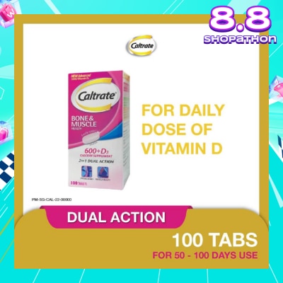 CALTRATE Bone & Muscle Health (600+ D3 Calcium supplement with 500IU Vitamin D3) 100s