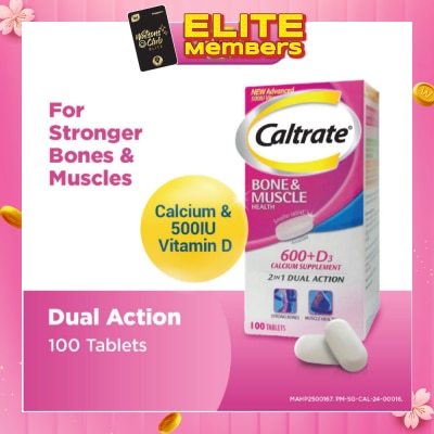 CALTRATE Bone & Muscle Health (600+ D3 Calcium supplement with 500IU Vitamin D3) 100s