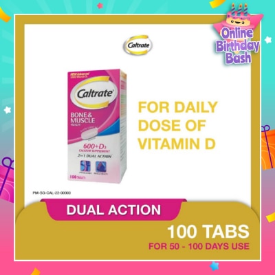CALTRATE Caltrate Bone & Muscle Health (600+ D3 Calcium supplement with 500IU Vitamin D3) 100s