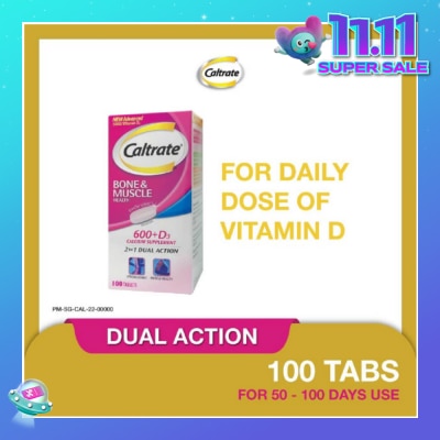 CALTRATE Bone & Muscle Health (600+ D3 Calcium supplement with 500IU Vitamin D3) 100s