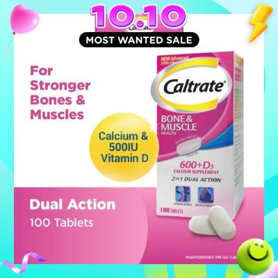 CALTRATE Bone & Muscle Health (600+ D3 Calcium supplement with 500IU Vitamin D3) 100s image