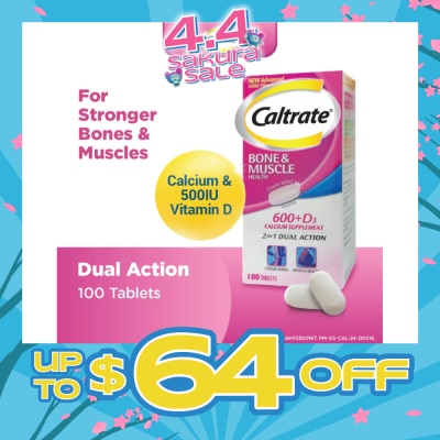 CALTRATE - Bone & Muscle Health (600+ D3 Calcium supplement with 500IU Vitamin D3) 100s