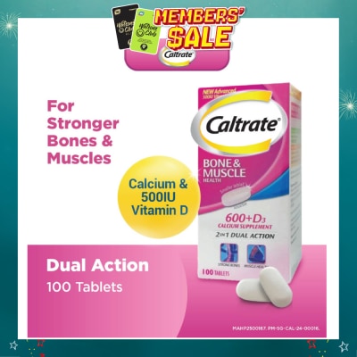 CALTRATE - Bone & Muscle Health (600+ D3 Calcium supplement with 500IU Vitamin D3) 100s