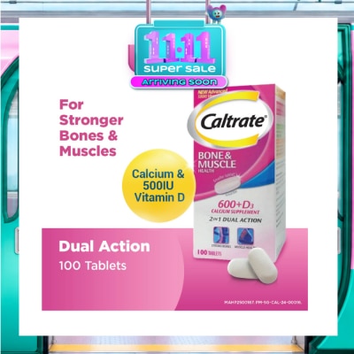 CALTRATE Bone & Muscle Health (600+ D3 Calcium supplement with 500IU Vitamin D3) 100s image