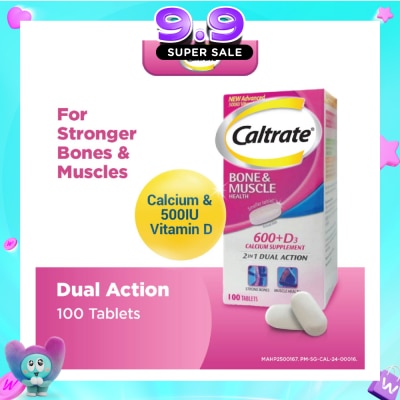 CALTRATE - Bone & Muscle Health (600+ D3 Calcium supplement with 500IU Vitamin D3) 100s image