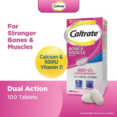 CALTRATE Bone & Muscle Health (600+ D3 Calcium supplement with 500IU Vitamin D3) 100s