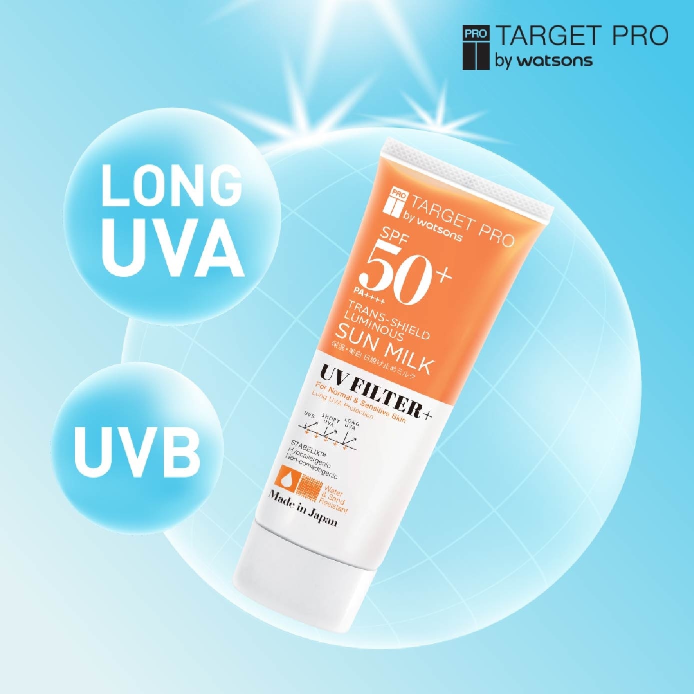 SPF50+ PA++++ Trans-shield Luminous Sun Milk UV Filter+ Sunscreen 60ml