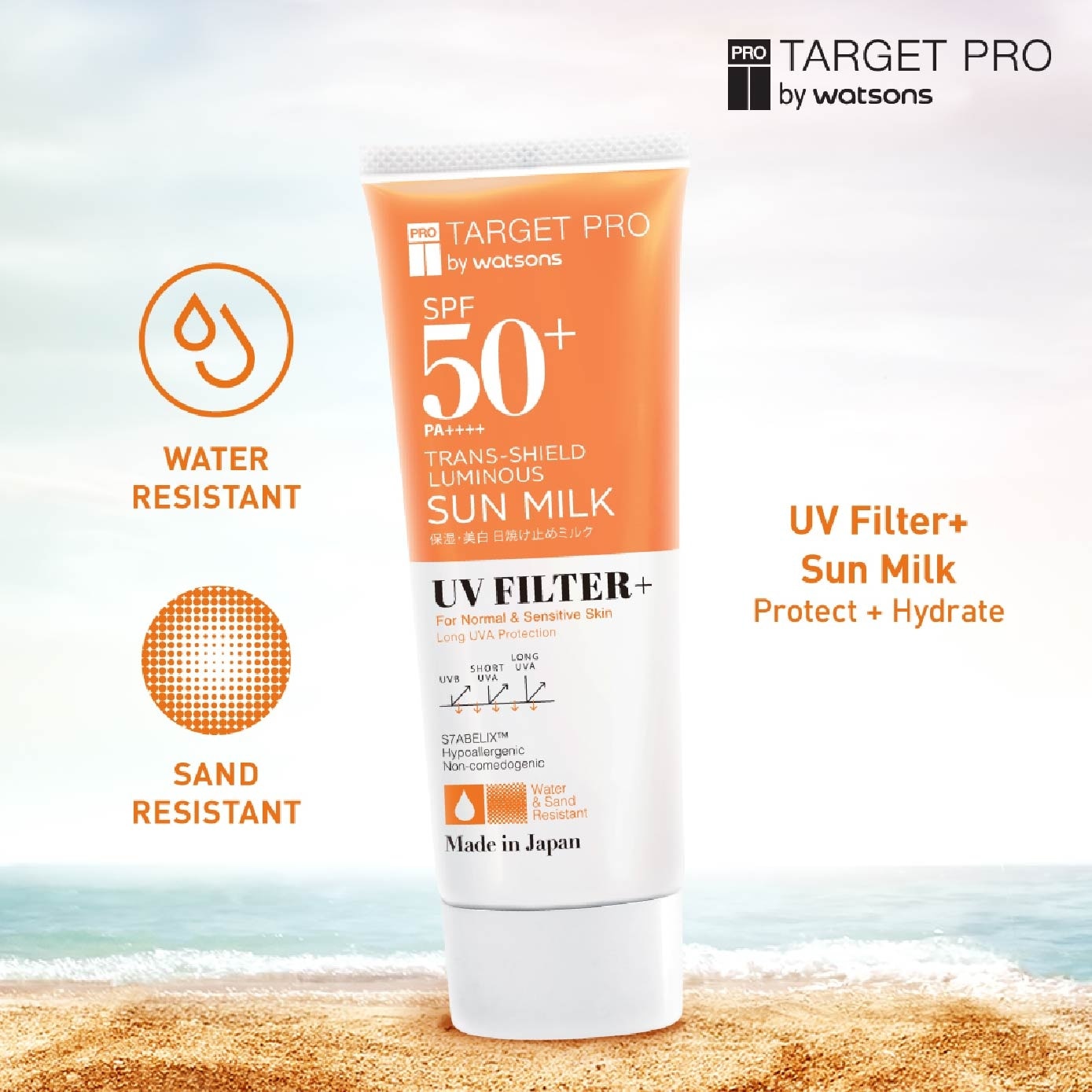 SPF50+ PA++++ Trans-shield Luminous Sun Milk UV Filter+ Sunscreen 60ml