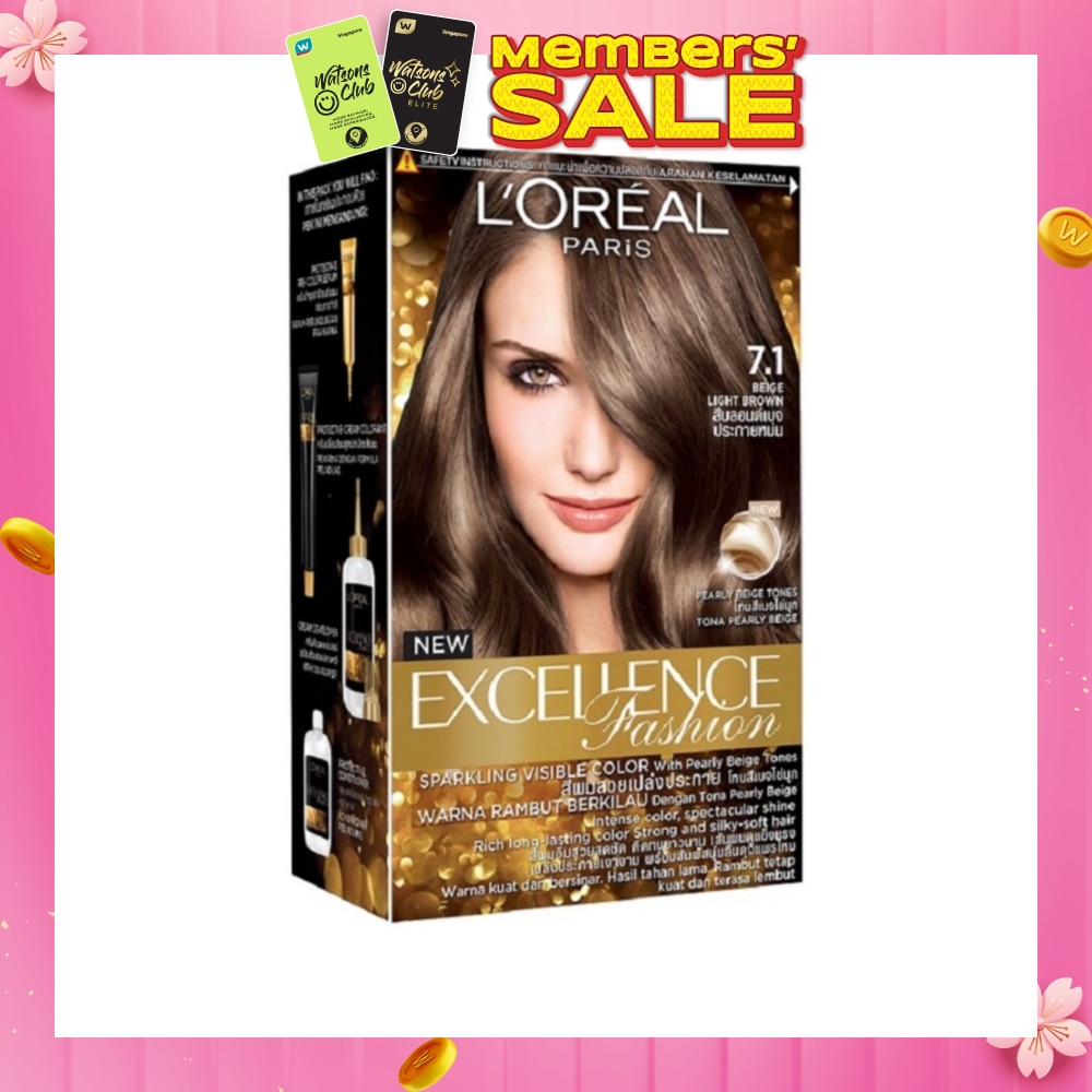 L'OREAL PARIS EXCELLENCE Parisian Fashion #7.1 Beige Light Brown Ash Hair Colour (Formulated for Dark Asian Hair, No Bleaching Required) 75ml