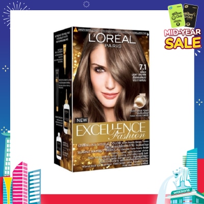 L'OREAL PARIS EXCELLENCE Parisian Fashion #7.1 Beige Light Brown Ash Hair Colour (Formulated for Dark Asian Hair, No Bleaching Required) 75ml