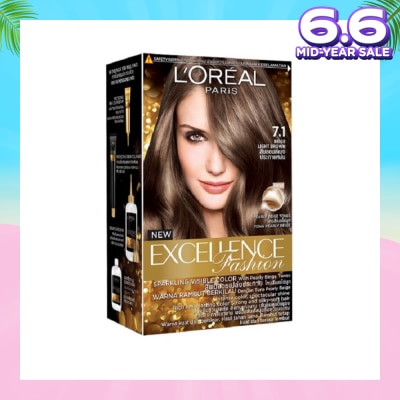L'OREAL PARIS EXCELLENCE Parisian Fashion #7.1 Beige Light Brown Ash Hair Colour (Formulated for Dark Asian Hair, No Bleaching Required) 75ml