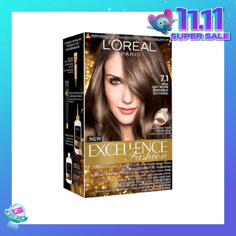 L'OREAL PARIS EXCELLENCE Parisian Fashion #7.1 Beige Light Brown Ash Hair Colour (Formulated for Dark Asian Hair, No Bleaching Required) 75ml