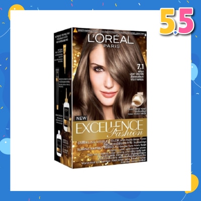 L'OREAL PARIS EXCELLENCE Parisian Fashion #7.1 Beige Light Brown Ash Hair Colour (Formulated for Dark Asian Hair, No Bleaching Required) 75ml