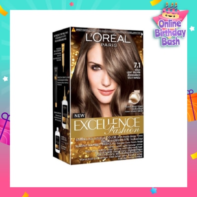L'OREAL PARIS EXCELLENCE Parisian Fashion #7.1 Beige Light Brown Ash Hair Colour (Formulated for Dark Asian Hair, No Bleaching Required) 75ml