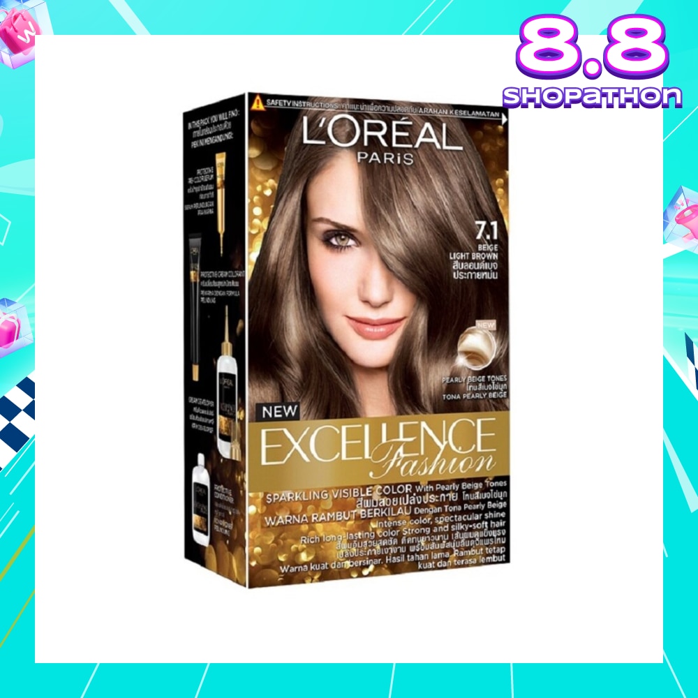 L'OREAL PARIS EXCELLENCE Parisian Fashion #7.1 Beige Light Brown Ash Hair Colour (Formulated for Dark Asian Hair, No Bleaching Required) 75ml