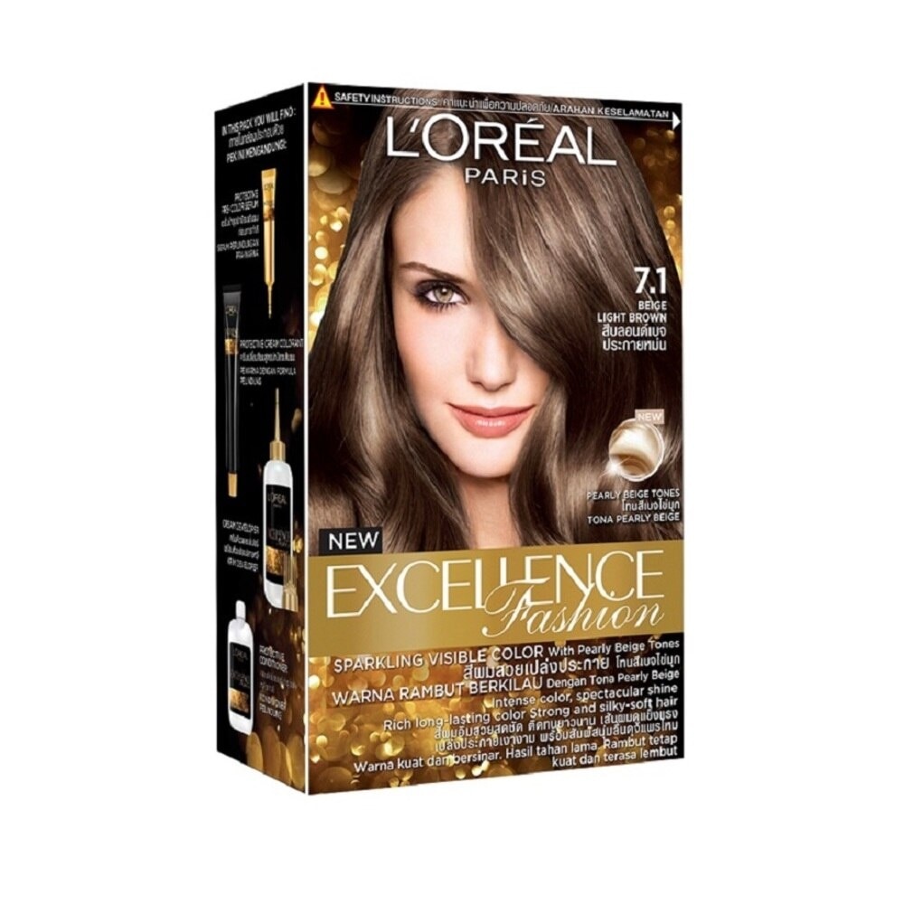 L'OREAL PARIS EXCELLENCE Parisian Fashion #7.1 Beige Light Brown Ash Hair Colour (Formulated for Dark Asian Hair, No Bleaching Required) 75ml