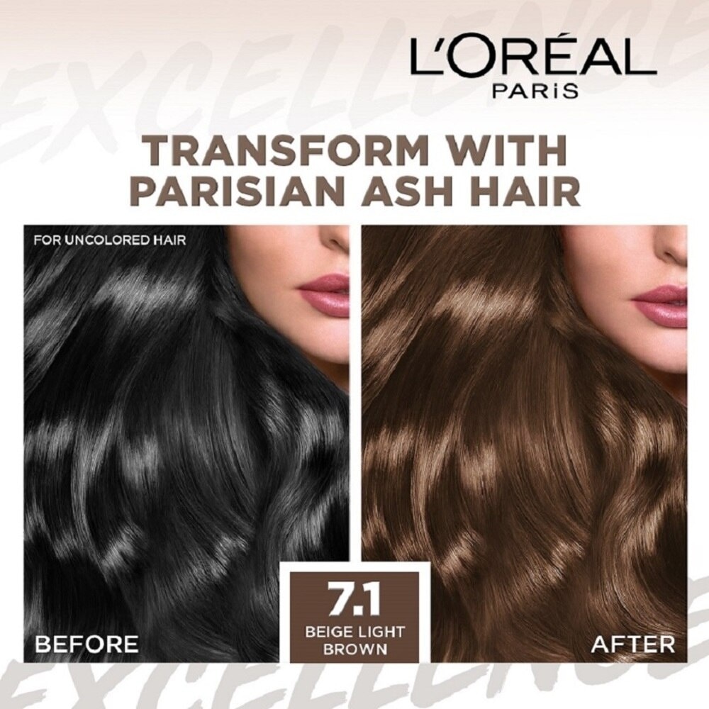 Parisian Fashion #7.1 Beige Light Brown Ash Hair Colour (Formulated for Dark Asian Hair, No Bleaching Required) 75ml