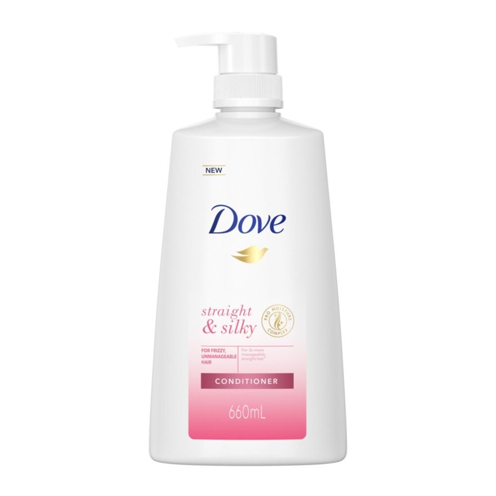 Dove Straight & Silky Conditioner 660ml (For frizzy, unmanageable hair)