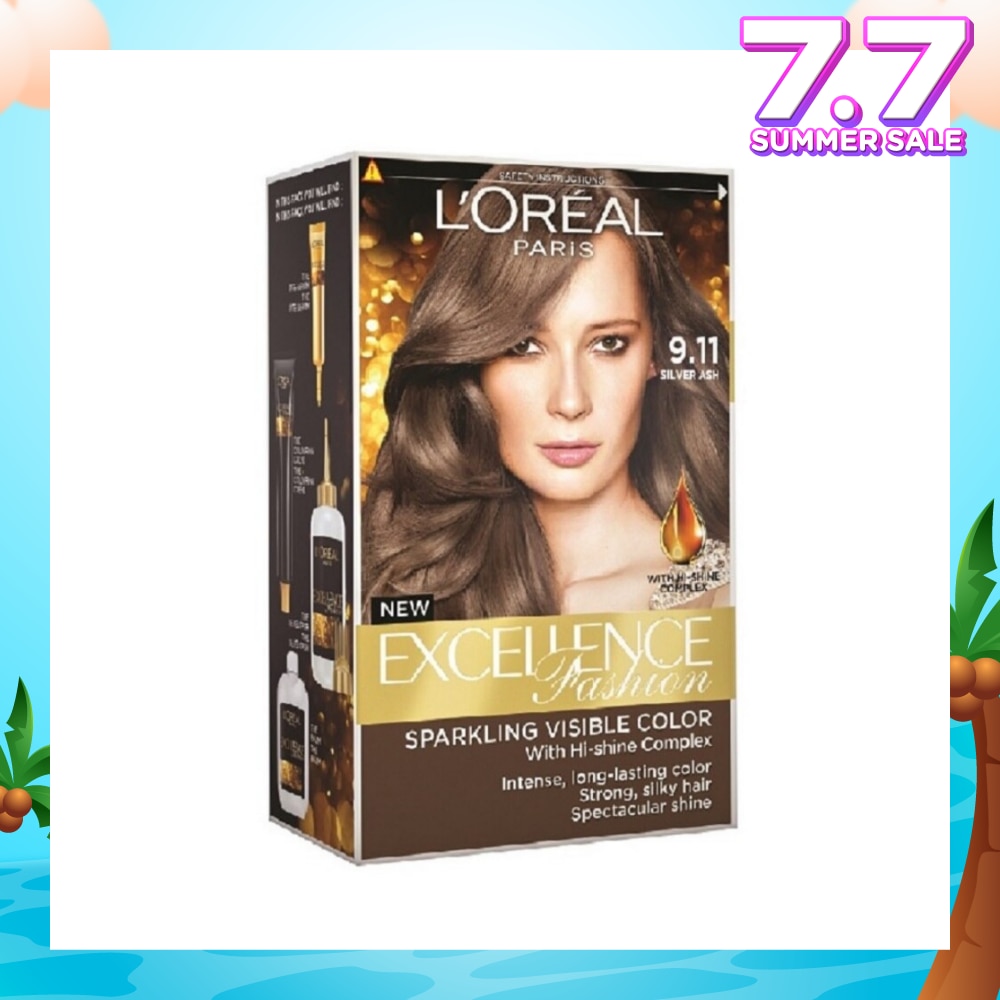 L'OREAL PARIS EXCELLENCE Parisian Fashion #9.11 Silver Ash Hair Colour (Formulated for Dark Asian Hair, No Bleaching Required) 75ml