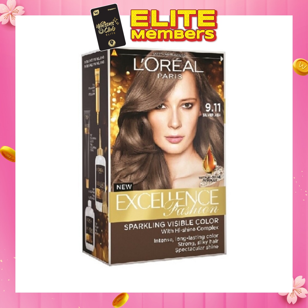 L'OREAL PARIS EXCELLENCE Parisian Fashion #9.11 Silver Ash Hair Colour (Formulated for Dark Asian Hair, No Bleaching Required) 75ml