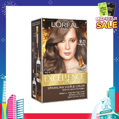 L'OREAL PARIS EXCELLENCE Parisian Fashion #9.11 Silver Ash Hair Colour (Formulated for Dark Asian Hair, No Bleaching Required) 75ml
