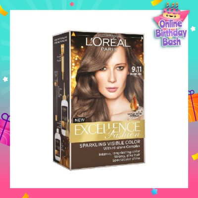 L'OREAL PARIS EXCELLENCE Parisian Fashion #9.11 Silver Ash Hair Colour (Formulated for Dark Asian Hair, No Bleaching Required) 75ml
