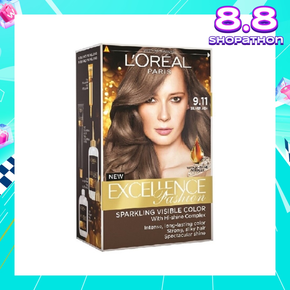L'OREAL PARIS EXCELLENCE Parisian Fashion #9.11 Silver Ash Hair Colour (Formulated for Dark Asian Hair, No Bleaching Required) 75ml