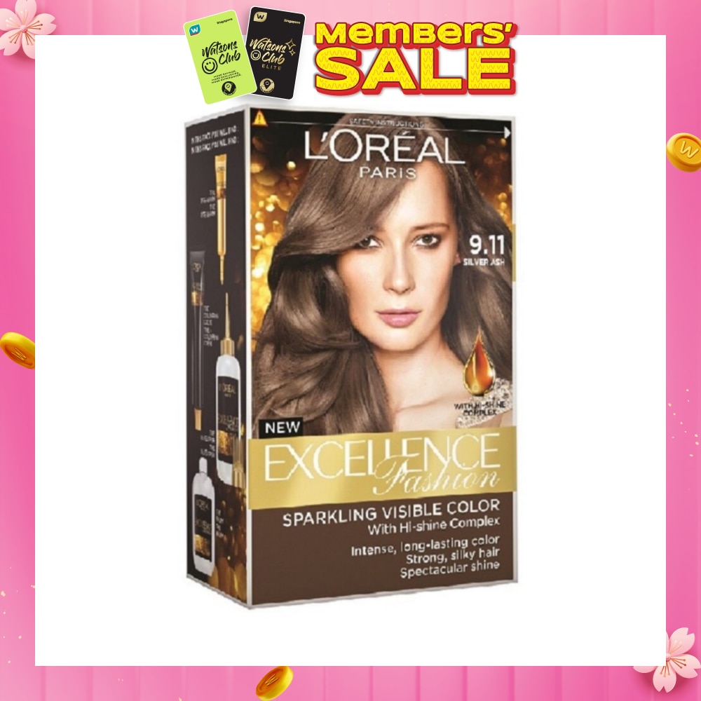 L'OREAL PARIS EXCELLENCE Parisian Fashion #9.11 Silver Ash Hair Colour (Formulated for Dark Asian Hair, No Bleaching Required) 75ml