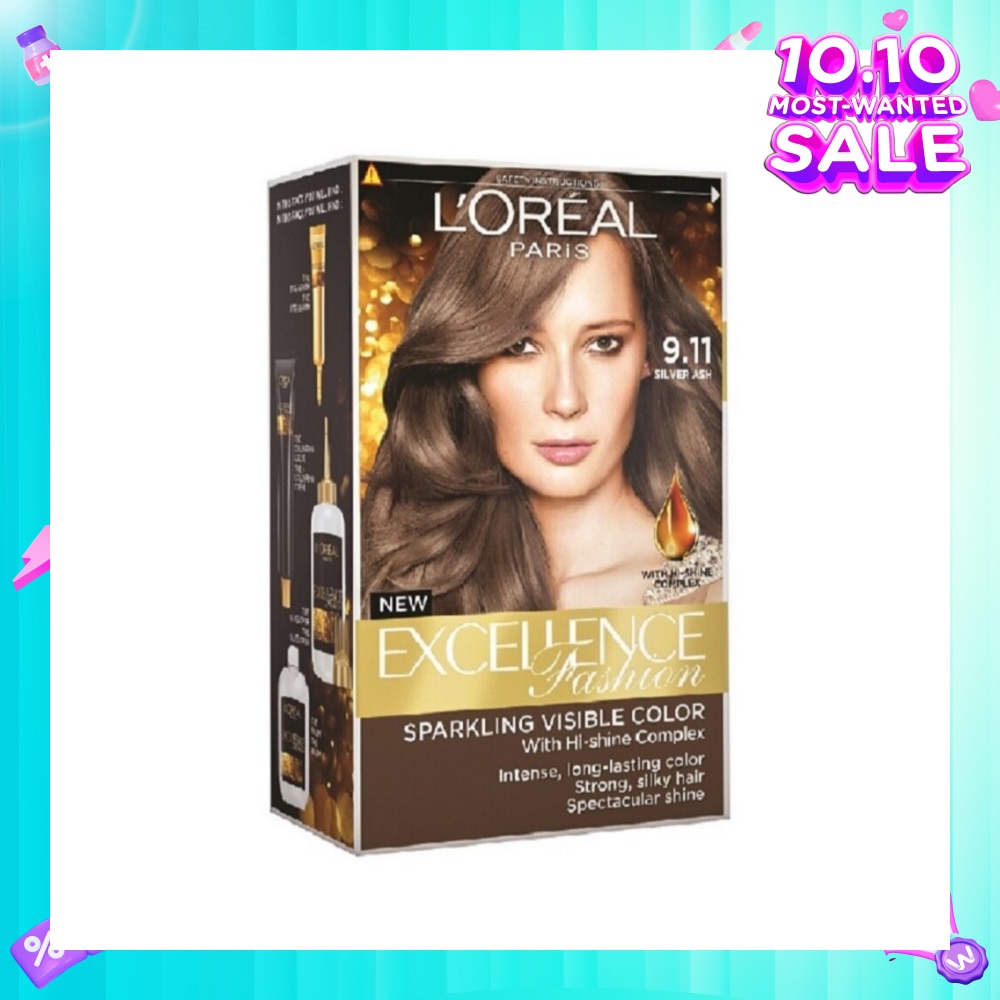 L'OREAL PARIS EXCELLENCE Parisian Fashion #9.11 Silver Ash Hair Colour (Formulated for Dark Asian Hair, No Bleaching Required) 75ml