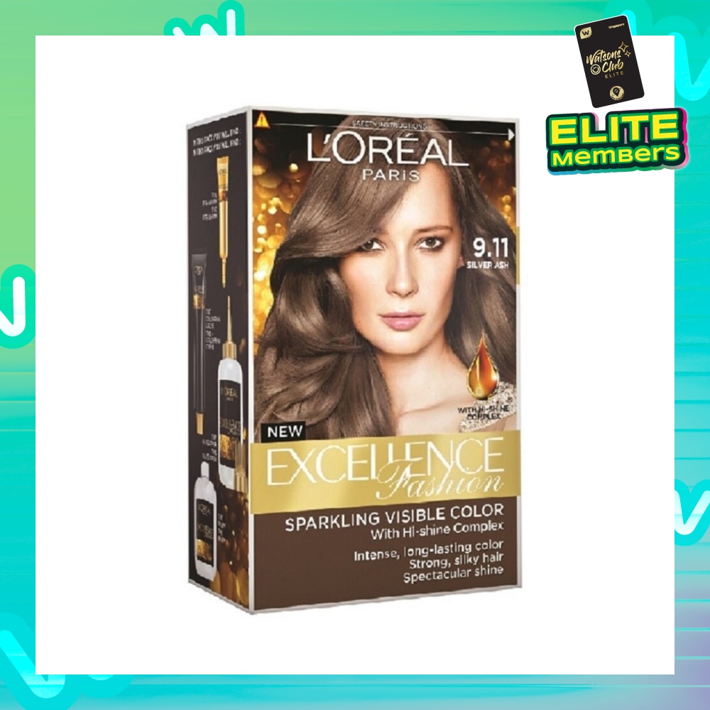 L'OREAL PARIS EXCELLENCE Parisian Fashion #9.11 Silver Ash Hair Colour (Formulated for Dark Asian Hair, No Bleaching Required) 75ml