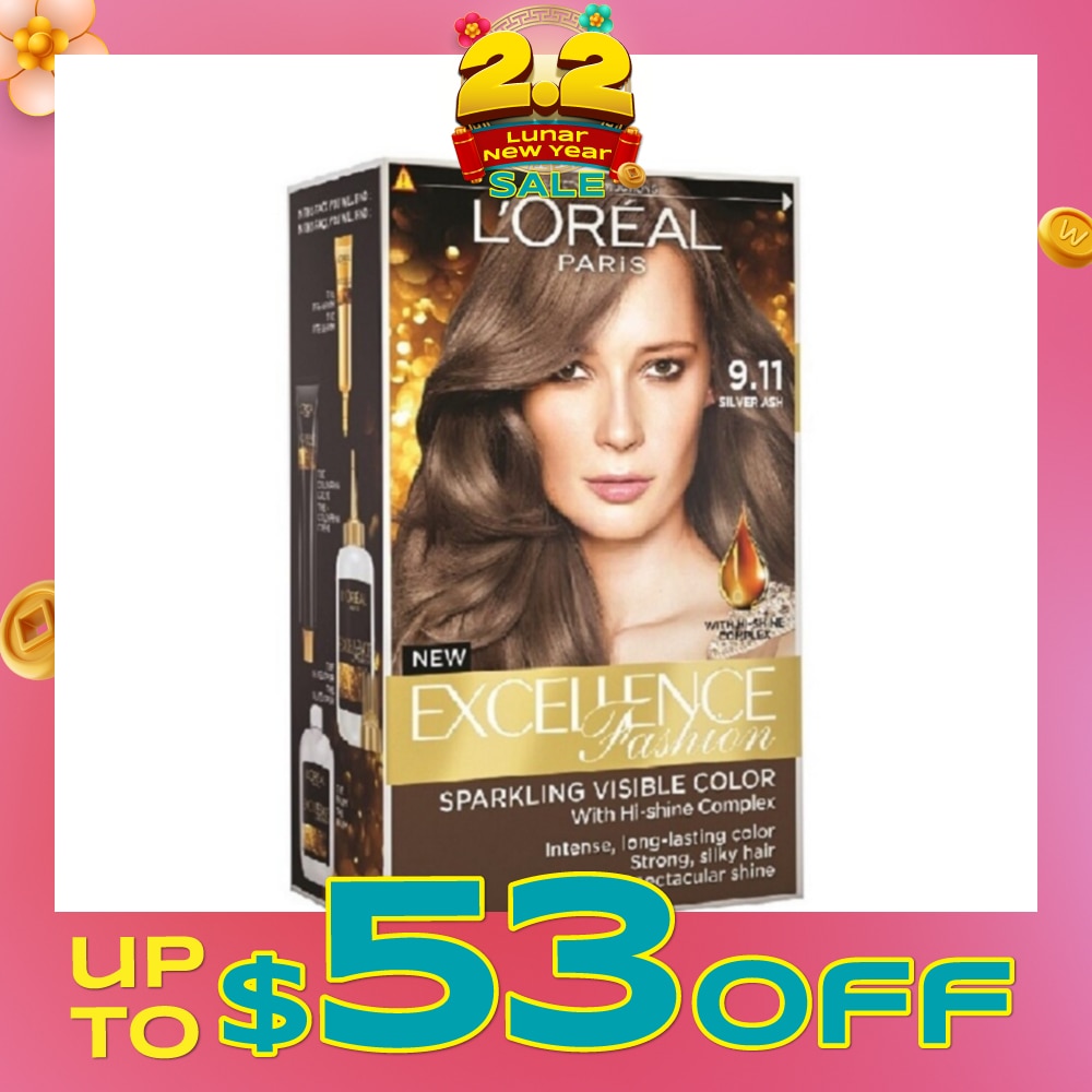 L'OREAL PARIS EXCELLENCE Parisian Fashion #9.11 Silver Ash Hair Colour (Formulated for Dark Asian Hair, No Bleaching Required) 75ml