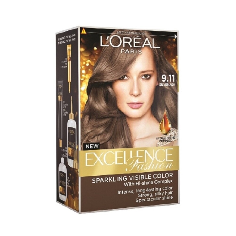 L'OREAL PARIS EXCELLENCE Parisian Fashion #9.11 Silver Ash Hair Colour (Formulated for Dark Asian Hair, No Bleaching Required) 75ml