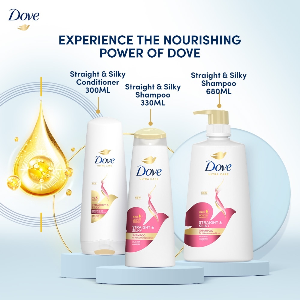 Dove Straight & Silky Shampoo 680ml (For frizzy, unmanageable hair)<BR>