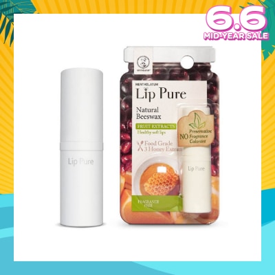 MENTHOLATUM LIP Lip Pure Fragrance Free (Natural Beewax Formulation + Food Grade Ingredients + Protect & Condition Lips + Fragrance Free) 4g