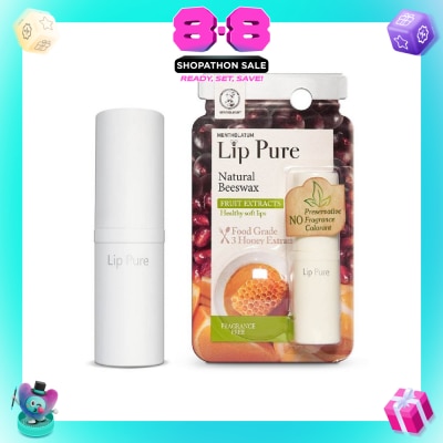 MENTHOLATUM LIP - Lip Pure Fragrance Free (Natural Beewax Formulation + Food Grade Ingredients + Protect & Condition Lips + Fragrance Free) 4g (Expiry: Apr`2027)