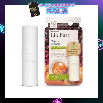MENTHOLATUM LIP Lip Pure Fragrance Free (Natural Beewax Formulation + Food Grade Ingredients + Protect & Condition Lips + Fragrance Free) 4g