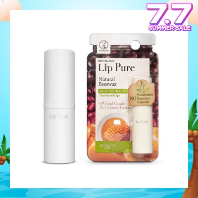 MENTHOLATUM LIP Lip Pure Fragrance Free (Natural Beewax Formulation + Food Grade Ingredients + Protect & Condition Lips + Fragrance Free) 4g