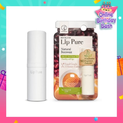 MENTHOLATUM LIP Lip Pure Fragrance Free (Natural Beewax Formulation + Food Grade Ingredients + Protect & Condition Lips + Fragrance Free) 4g